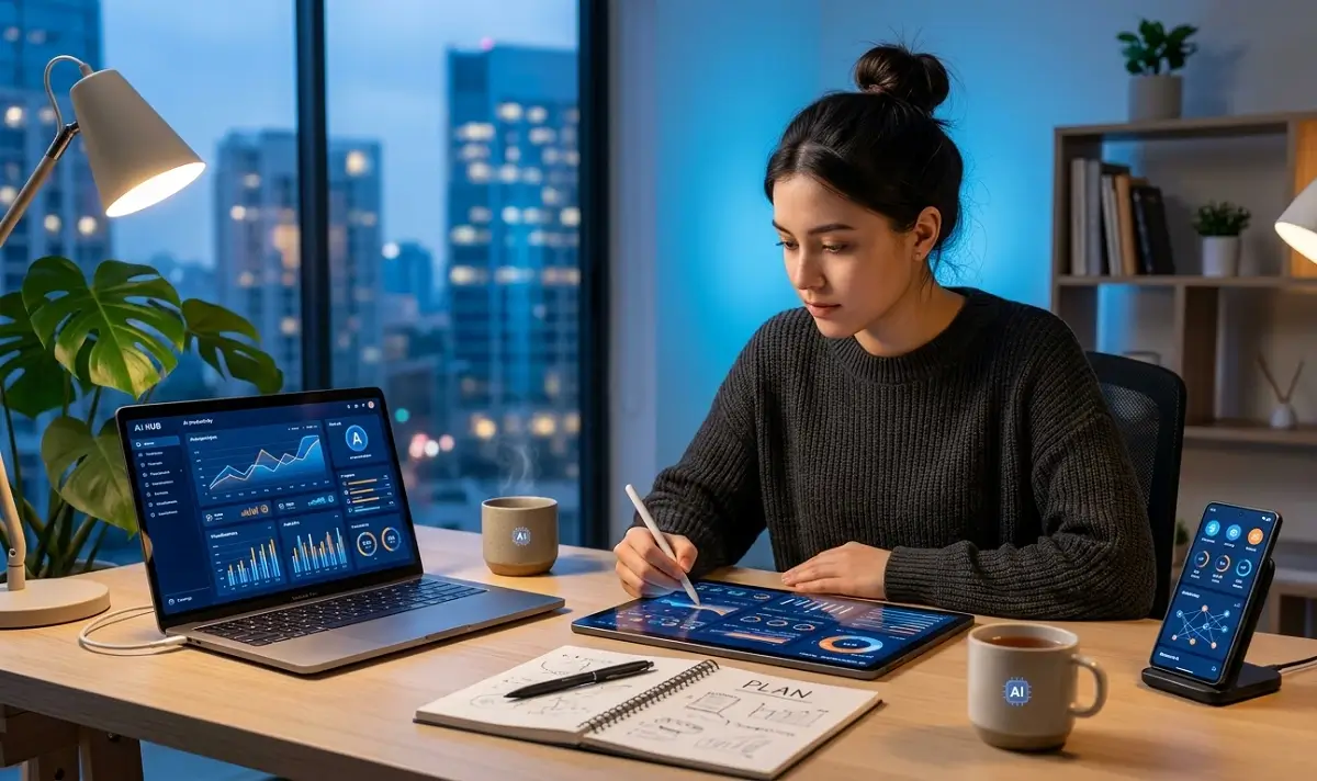 AI tools for students helping with homework and productivity on multiple devices